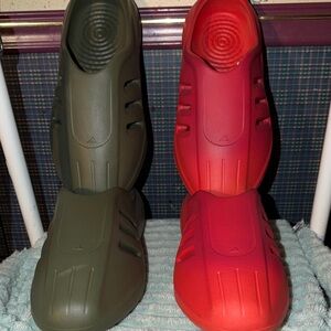 Adidas Men's Red and Olive Slip-On Sandals bundle